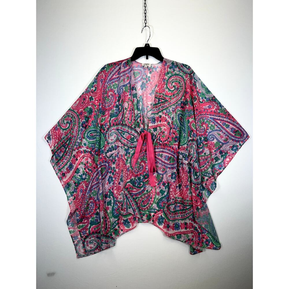 Umgee Blouse Women’s Small Pink and Blue Paisley Polyester Blend